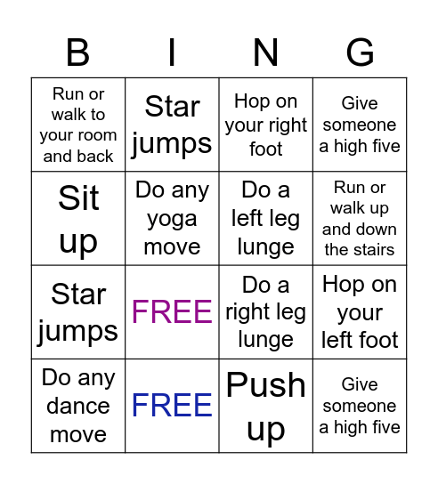 Holly's bingo game Bingo Card