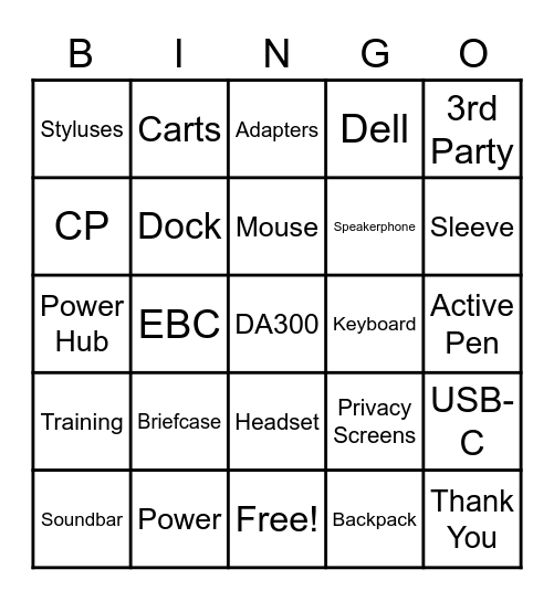 DELL Client Peripherals BINGO Card