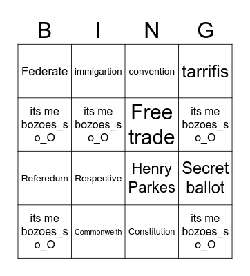 Foundation bingo Card