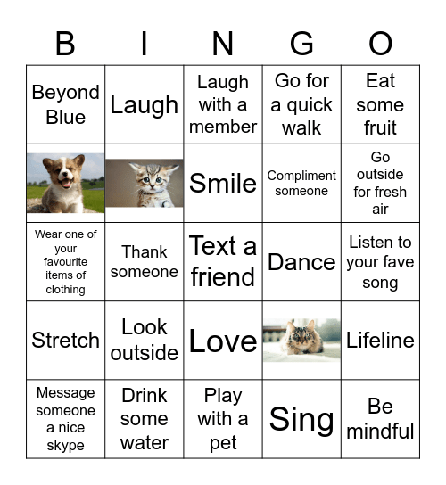 Wellness Bingo Card