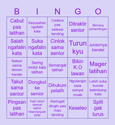 KARATEKA Bingo Card