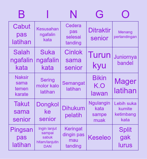 KARATEKA Bingo Card