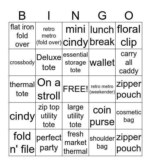 Thirty-One Gifts  Bingo Card