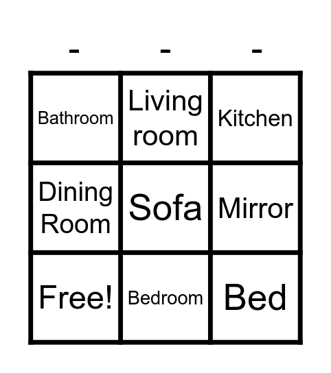 My House Bingo Card