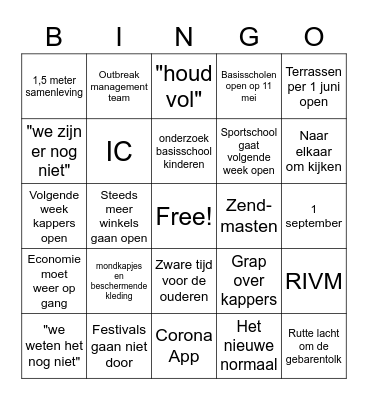 Corona bingo Card