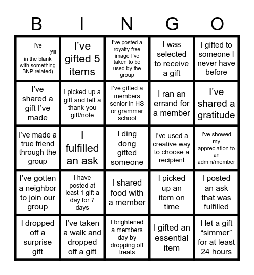 BNP Plainfield SE Blackout Bingo Card