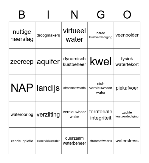 V2 water Bingo Card