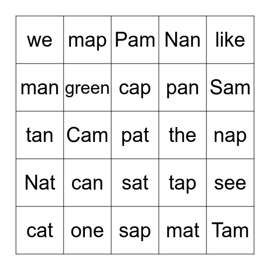 Snap! Bingo Card