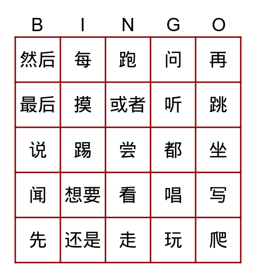MS8 CH2 Character List 14 & 15 Bingo Card