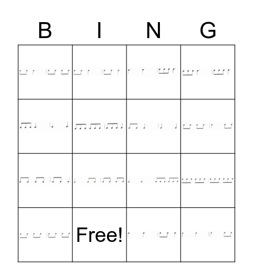 Rhythm Bingo: Units 1, 2 Bingo Card