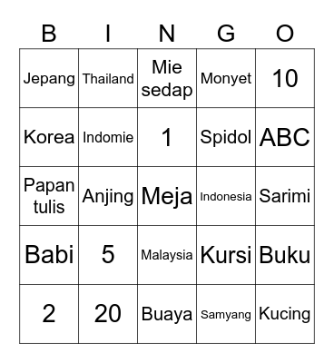 Piya the Banana 🍌 Bingo Card