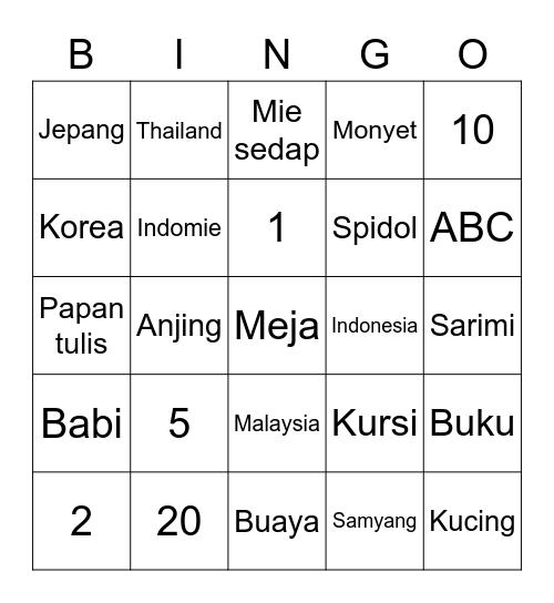 Piya the Banana 🍌 Bingo Card