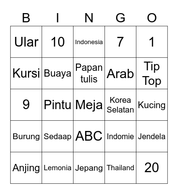 JOHANNES Bingo Card