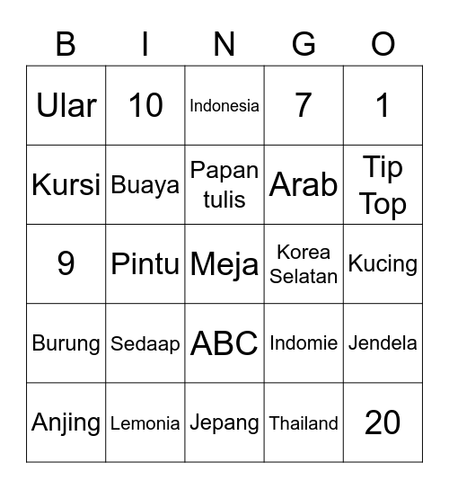 JOHANNES Bingo Card