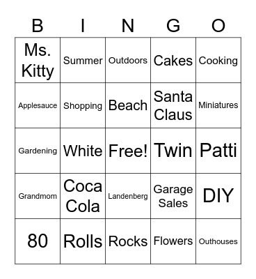 Grandmom Bingo Card