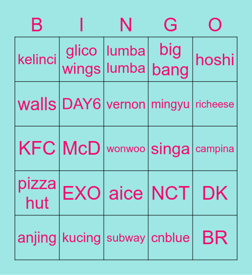 bingo PIKO Bingo Card