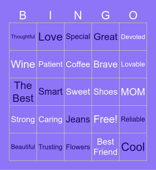 Mother's Day Bingo Card