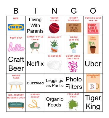 Millennial Bingo Card