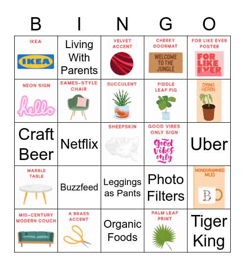 Millennial Bingo Card