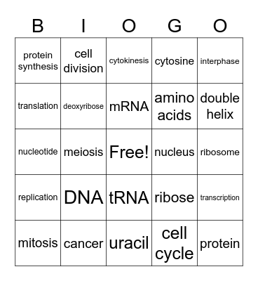 BIO - GO (Biology Bingo!) Bingo Card