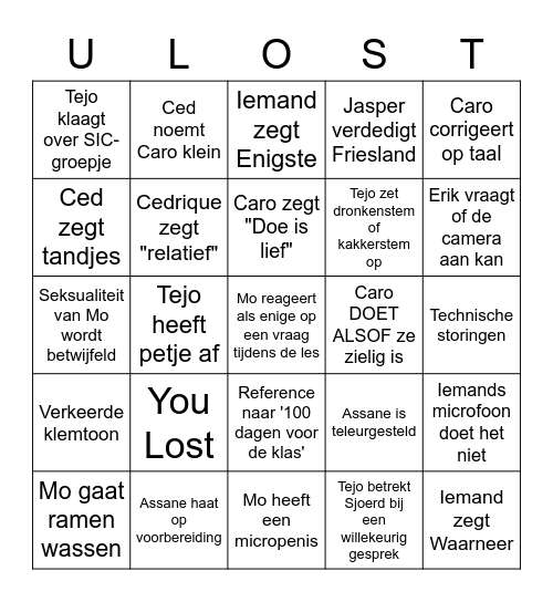 Ced, Mo, Caro & Tejo Bingo Card