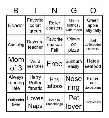 Denielle’s Bingo Card
