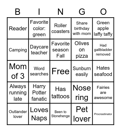 Denielle’s Bingo Card