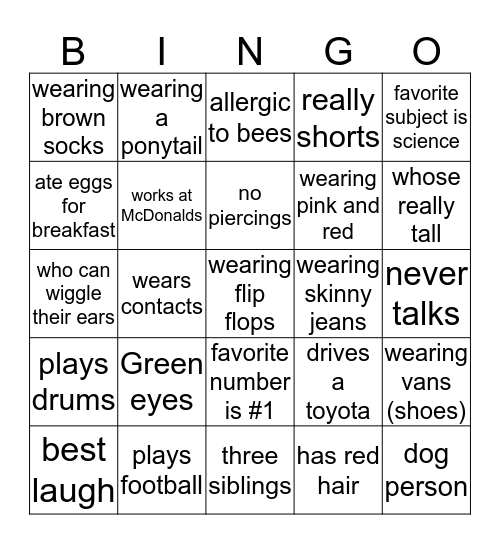 Human Bingo Card