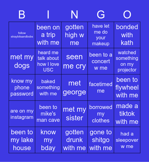 Dorothy's Bingo Card