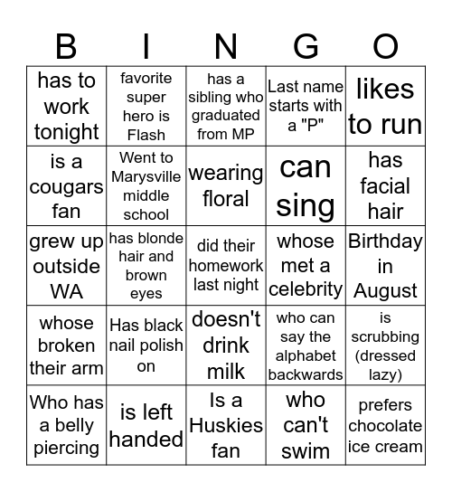 Human Bingo Card