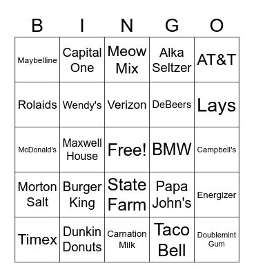 FAMOUS SLOGANS Bingo Card