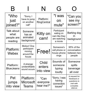 BCCLS Conference Call Bingo Card