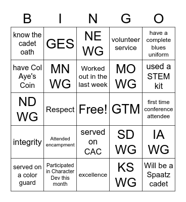 CAC Bingo Card