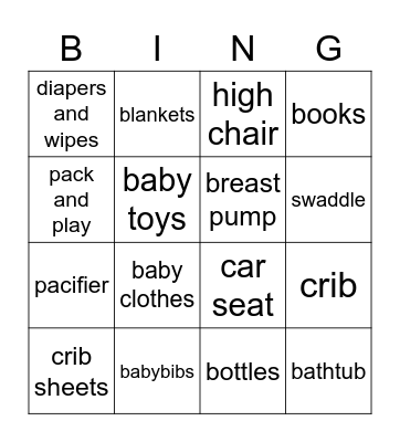 Baby Shower Bingo Card