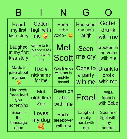 ZOE’S BINGO Card