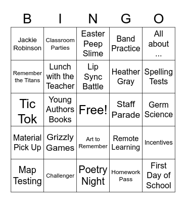 Our Year In Review Bingo Card