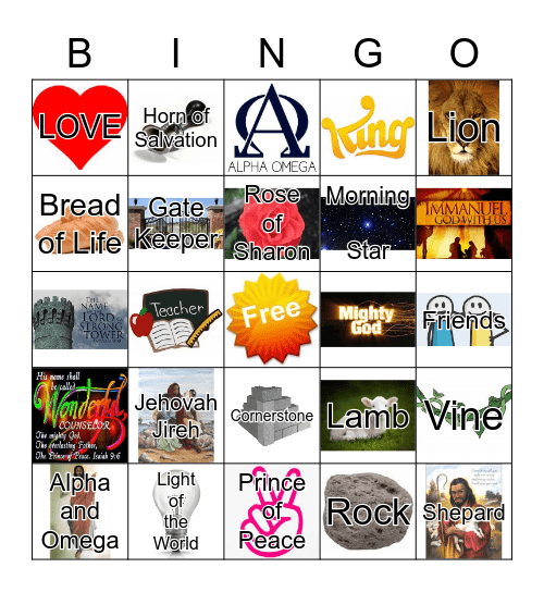 Names of God Bingo Card