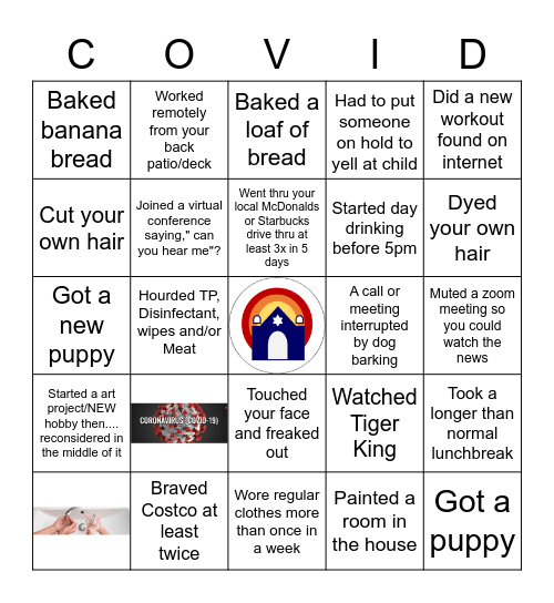 TPW COVID 19 BINGO Card