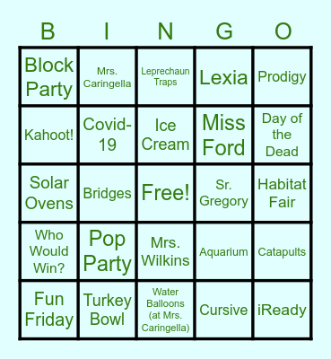 3rd Grade Rocks! Bingo Card