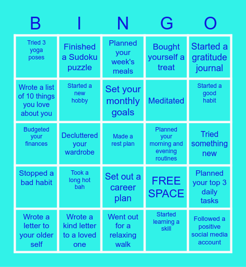 Wellness Bingo Card