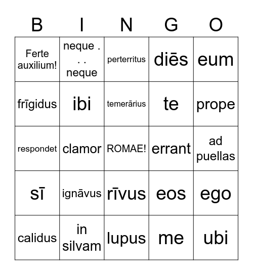 Chapter 5 (part 1) Bingo Card