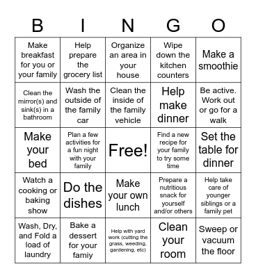 Family and Consumer Science Bingo Card