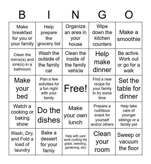 Family and Consumer Science Bingo Card