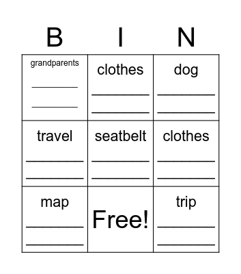 הטיול - The Trip Bingo Card