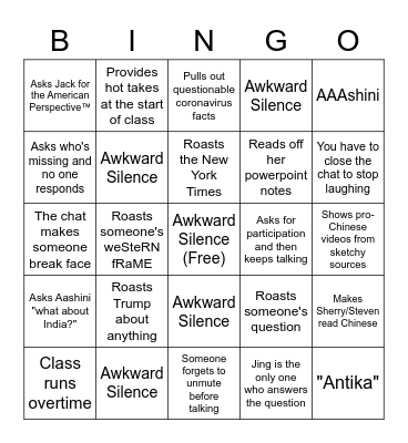 China In The News Bingo Card