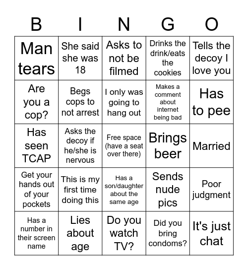 TCAP Bingo Card