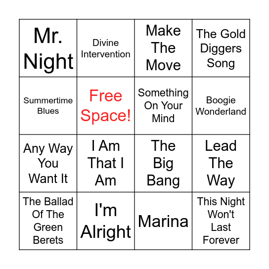 Caddyshack Bingo Card