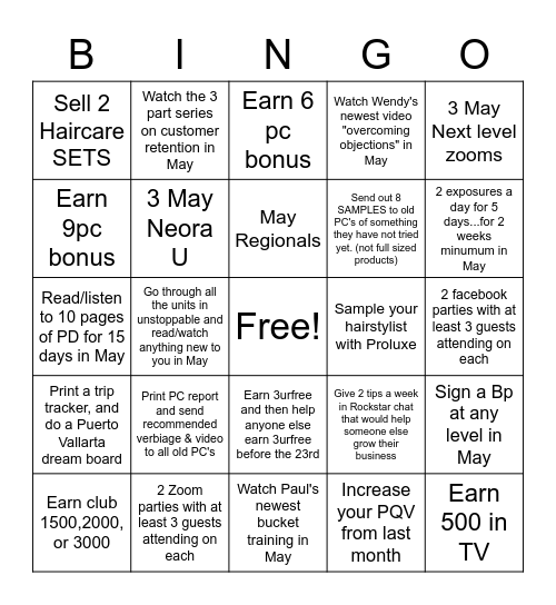 May Bingo! Bingo Card