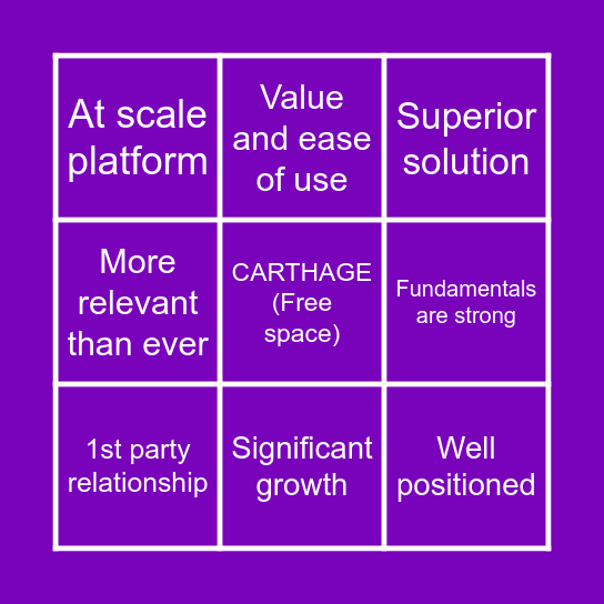 Q1 Earnings Call Bingo! Bingo Card