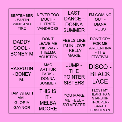 Birthday Disco Bingo Card